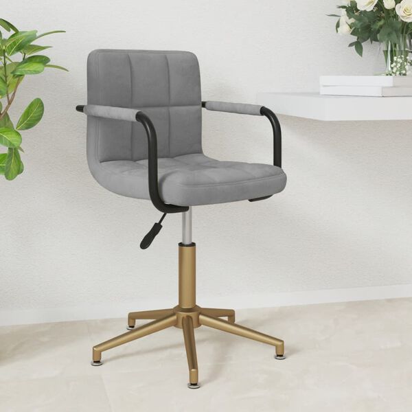 vidaXL Chaise pivotante de salle &agrave; manger Gris clair Velours