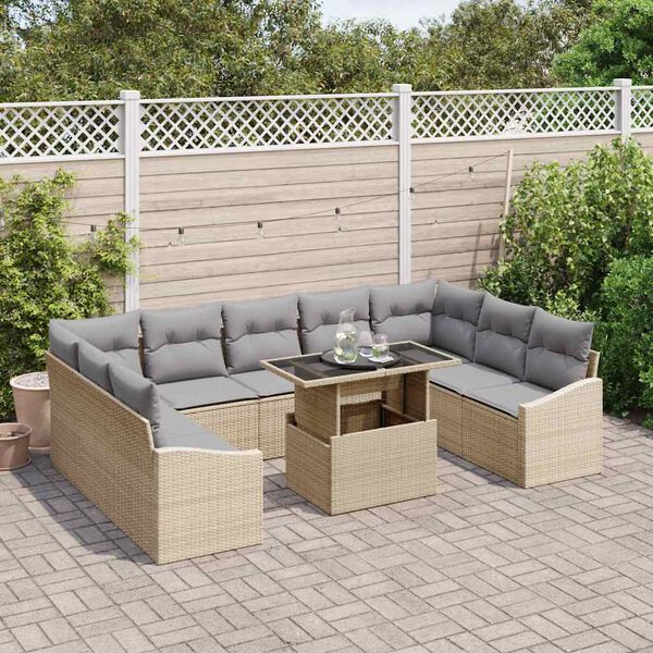 vidaXL Ensemble de Canap&eacute;s 10 pcs Beige et Gris clair polyrotin
