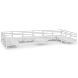 vidaXL Salon de jardin 11 pcs Blanc Bois de pin massif