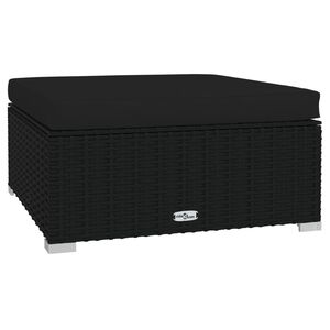 vidaXL Repose-pied de jardin coussin Noir 70x70x30 cm R&eacute;sine tress&eacute;e