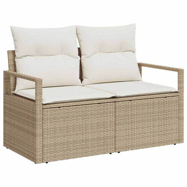 vidaXL Ensemble de canap&eacute; de jardin 7 pcs Beige et blanc