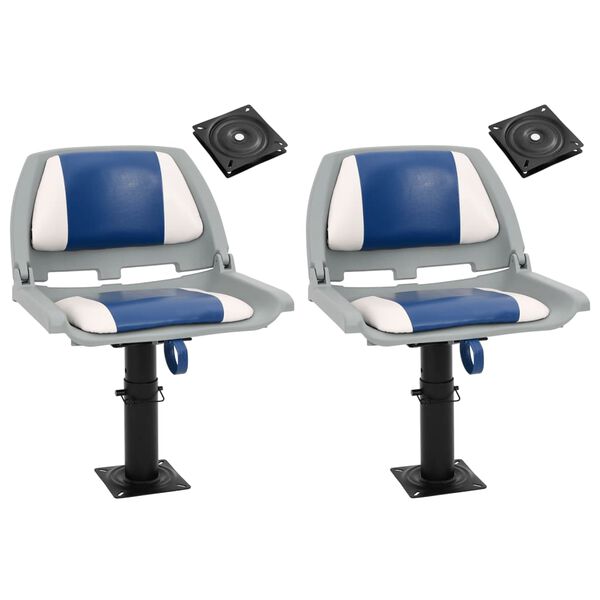 vidaXL Si&egrave;ges bateau lot de 2 pi&eacute;destal hauteur r&eacute;glable pivotant 360&deg;