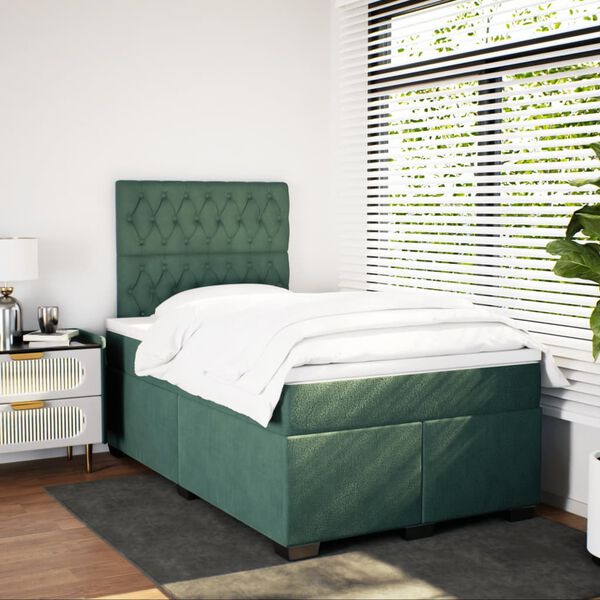 vidaXL Sommier &agrave; lattes de lit avec matelas vert fonc&eacute; 120x190 cm