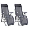 vidaXL Chaises pliables de jardin lot de 2 Aluminium et textil&egrave;ne Gris