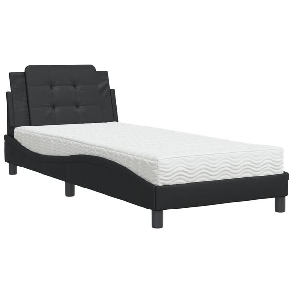 vidaXL Cadre de lit sans matelas Zadar noir 90x190 cm similicuir