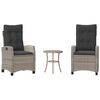 vidaXL Ensemble de bistro 3 pcs et coussins gris clair r&eacute;sine tress&eacute;e