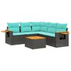 vidaXL Salon de jardin 6 pcs avec coussins noir r&eacute;sine tress&eacute;e