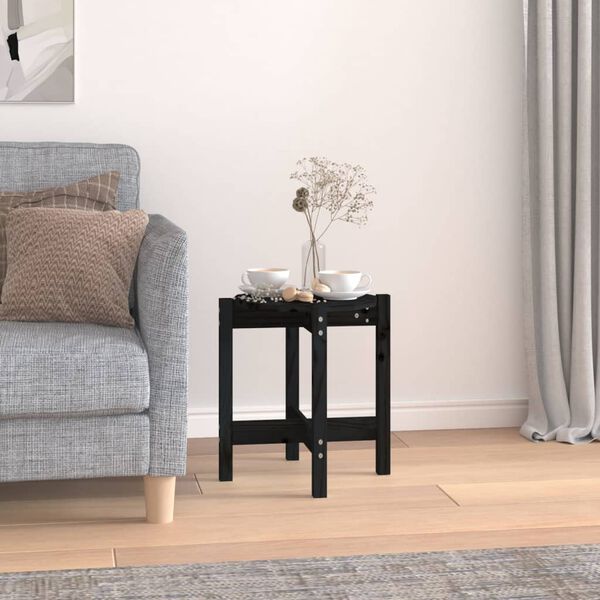 vidaXL Table basse Noir &Oslash; 42,5x45 cm Bois massif de pin