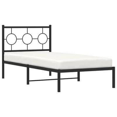 vidaXL Cadre de lit métal sans matelas avec tête de lit noir 90x200 cm