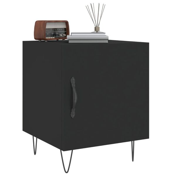 vidaXL Tables de chevet 2 pcs noir 40x40x50 cm bois d&rsquo;ing&eacute;nierie