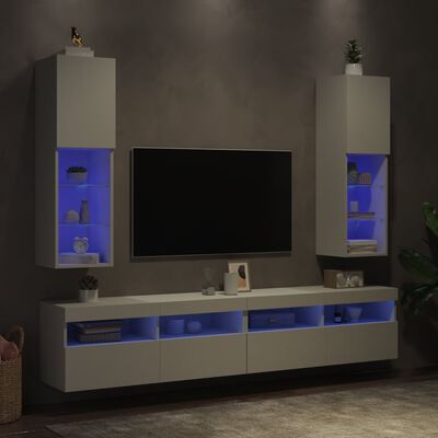 vidaXL Meubles TV avec lumières LED 2 pcs blanc 30,5x30x102 cm