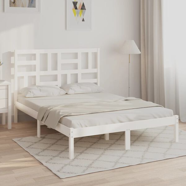 vidaXL Cadre de lit sans matelas blanc bois massif 160x200 cm