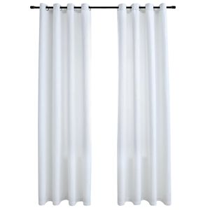 vidaXL Rideau occultant et anneaux en m&eacute;tal 2pcs Blanc cass&eacute; 140x175cm