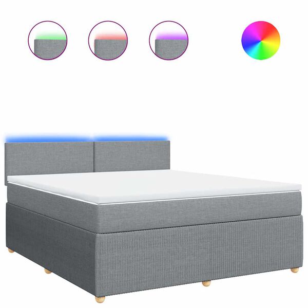 vidaXL Sommier &agrave; lattes de lit avec matelas Gris clair 180x200cm Tissu