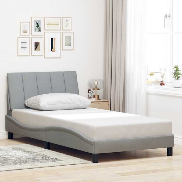 vidaXL Cadre de lit sans matelas Hanko gris clair 100x200 cm tissu