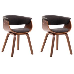 vidaXL Chaises &agrave; manger lot de 2 gris bois courb&eacute; et tissu
