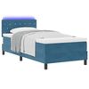 vidaXL Lit &agrave; ressort LED avec matelas Bleu fonc&eacute; 90 x 190 cm Velours