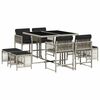 vidaXL Ensemble &agrave; manger de jardin et coussins 9 pcs gris clair rotin