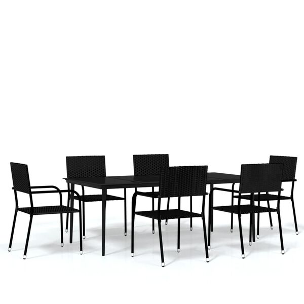 vidaXL Ensemble &agrave; manger de jardin 7 pcs Noir