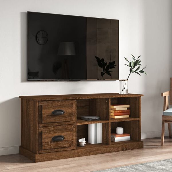 vidaXL Meuble TV ch&ecirc;ne marron 102x35,5x47,5 cm bois d'ing&eacute;nierie
