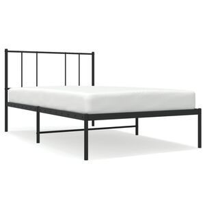 vidaXL Cadre de lit m&eacute;tal sans matelas avec t&ecirc;te de lit noir 75x190 cm