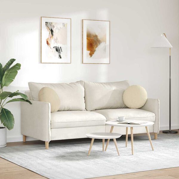 vidaXL Coussins de si&egrave;ge 2 pcs Cr&egrave;me &Oslash;40 x 13 cm tissu