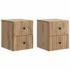 vidaXL Cabinet de chevet mural 2 pcs Ch&ecirc;ne artisanal 33 x 34,5 x 40 cm