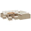 vidaXL Ensemble de canap&eacute; de jardin 14 pcs Beige et cr&egrave;me polyrotin