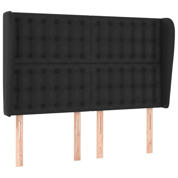 vidaXL T&ecirc;te de lit avec oreilles Noir 147x23x118/128 cm Similicuir