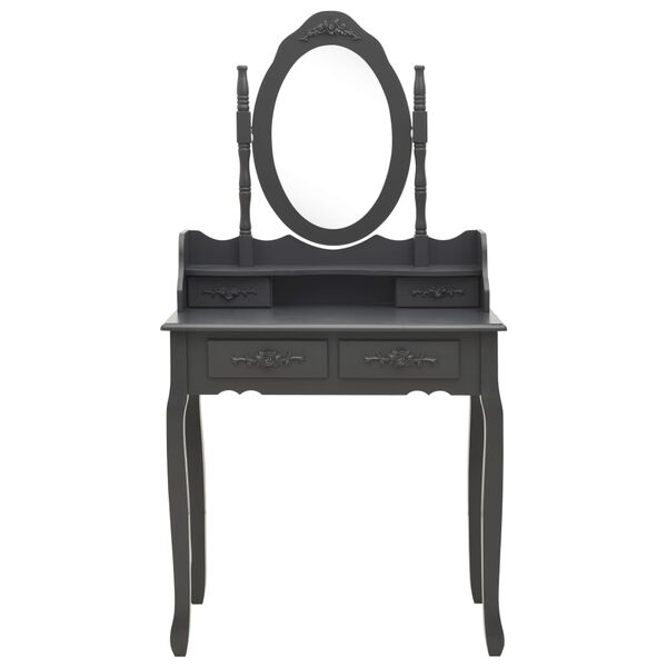 vidaXL Ensemble de coiffeuse avec tabouret Gris 75x69x140 cm Paulownia