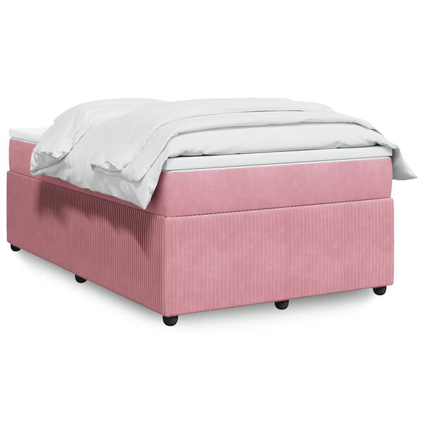 vidaXL Sommier &agrave; lattes de lit avec matelas Rose 120x200 cm Velours