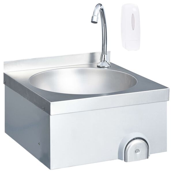 vidaXL Lavabo de lavage avec robinet et distributeur de savon Inox