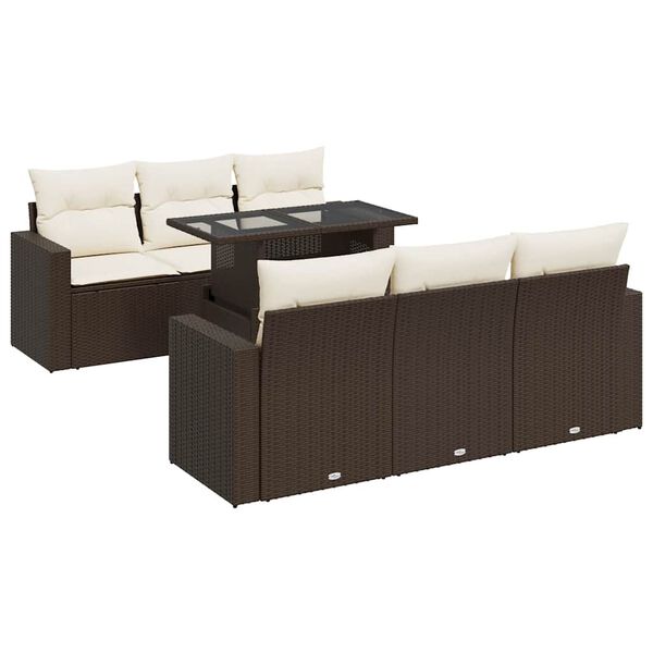vidaXL Salon de jardin avec coussins 7 pcs marron r&eacute;sine tress&eacute;e