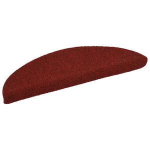 vidaXL Tapis d'escalier autocollants 15 pi&egrave;ces 56 x 17 x 3 cm Rouge bordeaux Demi-rond