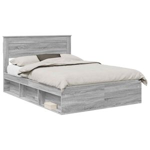 vidaXL Cadre de lit Uni Gris Sonoma 150 x 200 cm Bois de pin massif