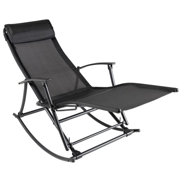 vidaXL Chaise &agrave; bascule de jardin Acier et textil&egrave;ne Noir