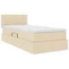 vidaXL Lit avec rangement et LED avec matelas Cr&egrave;me 90 x 200 cm tissu