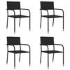 vidaXL Ensemble &agrave; manger de jardin 5 pcs noir r&eacute;sine tress&eacute;e et acier