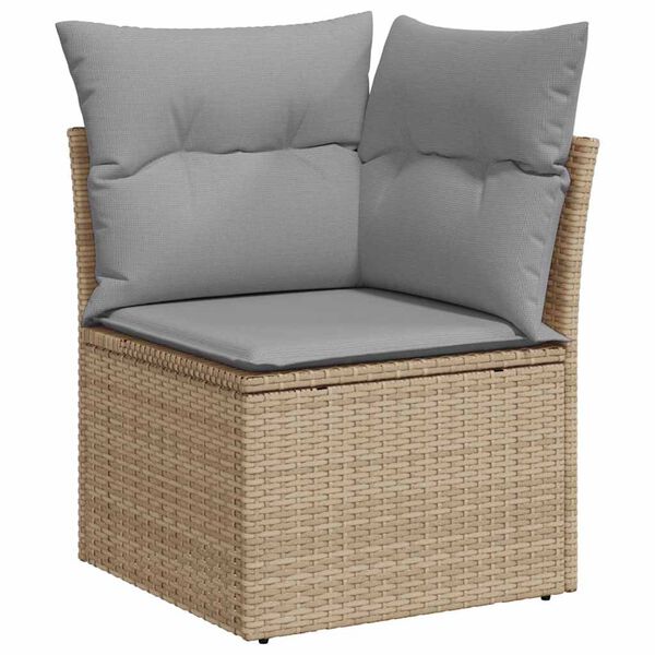 vidaXL Ensemble de canap&eacute; de jardin avec coussin 7 pcs Beige et gris