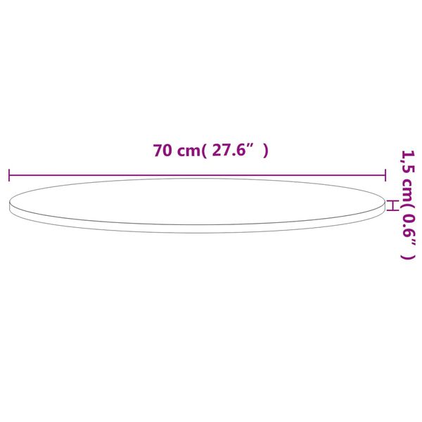 vidaXL Dessus de table &Oslash;70x1,5 cm rond bois massif de h&ecirc;tre