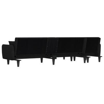 vidaXL Canapé-lit en forme de L noir 275x140x70 cm tissu