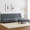 vidaXL Canap&eacute;-lit &agrave; 2 places avec repose-pied gris fonc&eacute; velours
