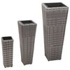 vidaXL Lits sur&eacute;lev&eacute;s de jardin 3 pcs R&eacute;sine tress&eacute;e Gris