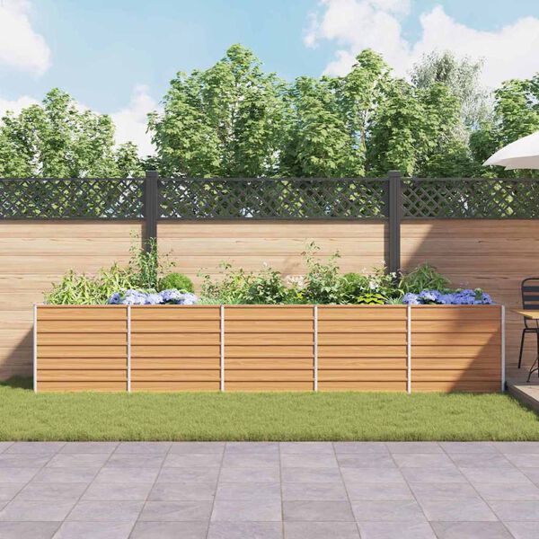 vidaXL Jardini&egrave;re sur&eacute;lev&eacute;e Marron Clair 400 x 80 x 77 cm