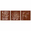 vidaXL D&eacute;corations murales jardin 3 pcs 55x55 cm design d'herbe