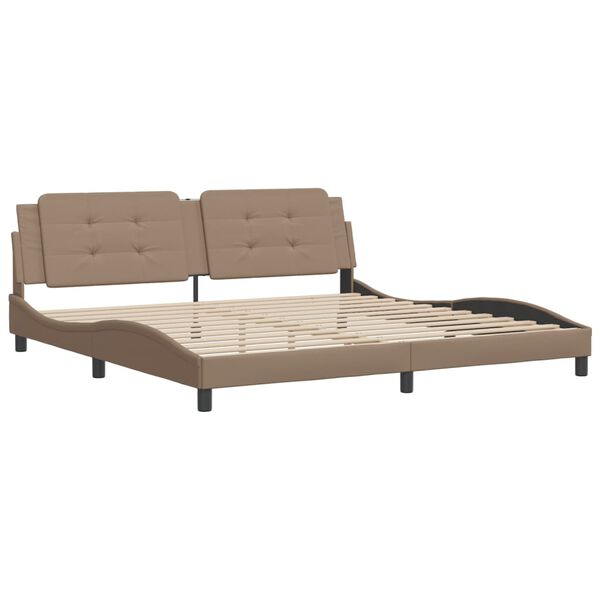 vidaXL Cadre de lit sans matelas Zadar cappuccino 200x200 cm similicuir