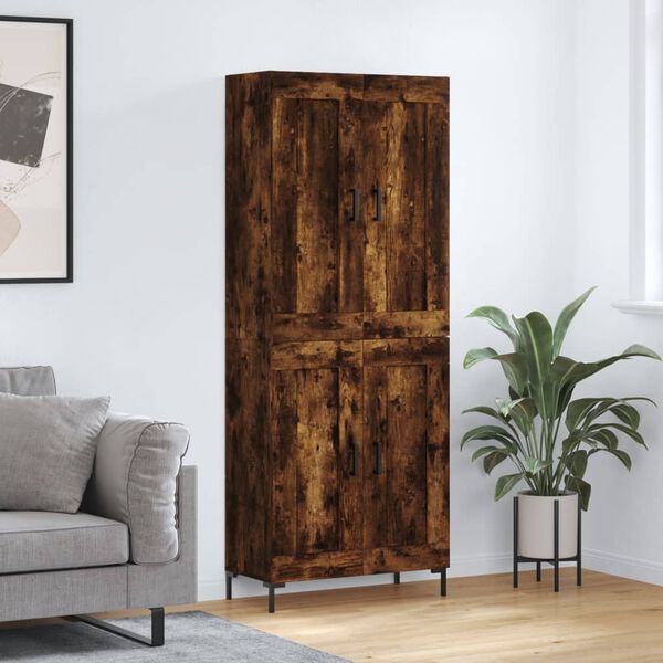 vidaXL Buffet haut Ch&ecirc;ne fum&eacute; 69,5x34x180 cm Bois d'ing&eacute;nierie