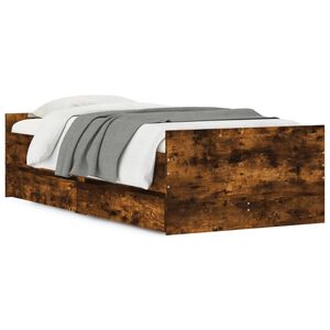vidaXL Cadre de lit sans matelas ch&ecirc;ne fum&eacute; 75x190 cm