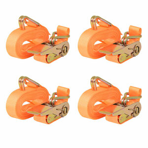 vidaXL Sangle d&rsquo;arrimage &agrave; cliquet 4 pcs 0,4 tonne 6 m x 25 mm Orange