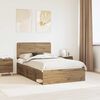 vidaXL Cadre de lit Ch&ecirc;ne artisan 135 x 190 cm Bois de pin massif